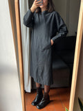 Abito midi grigio di lana