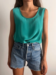Top di seta turchese