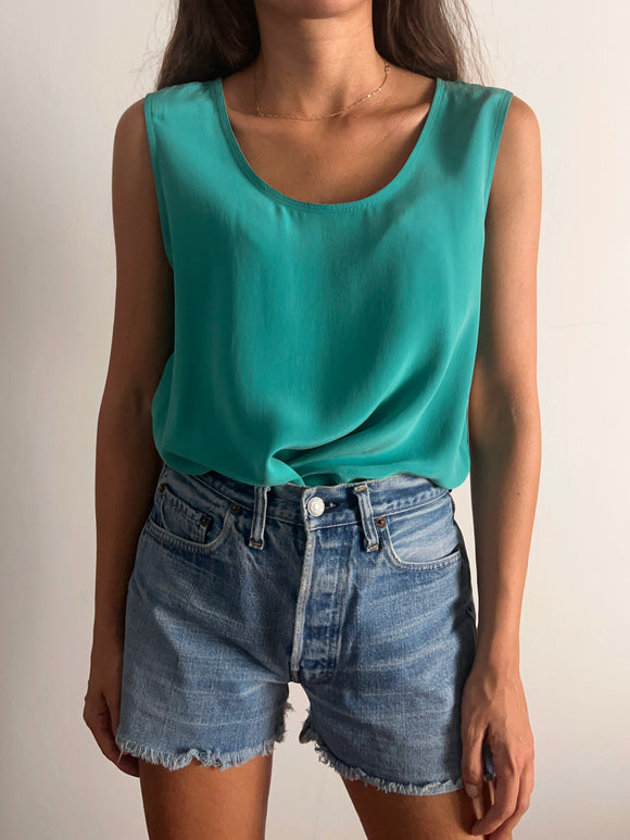 Top di seta turchese