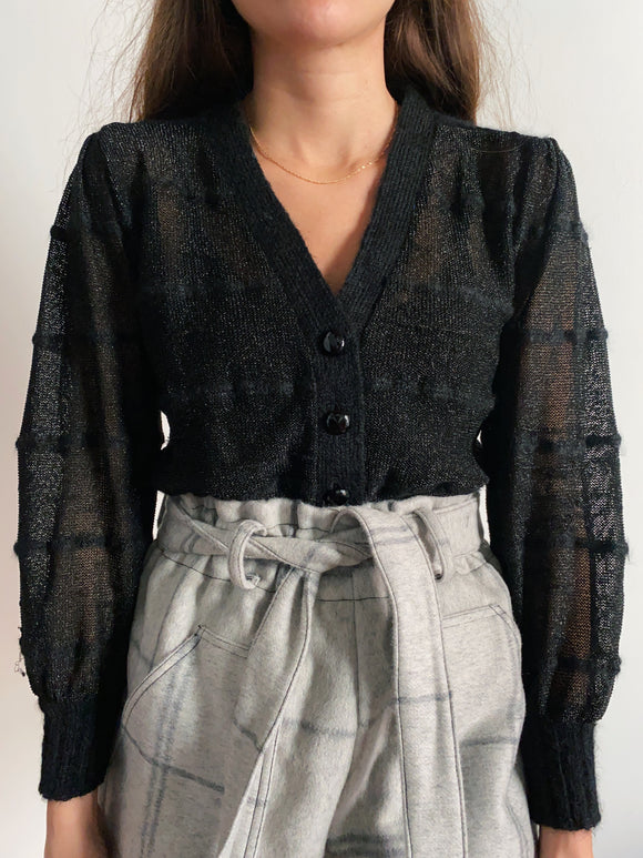 Cardigan nero luccicante
