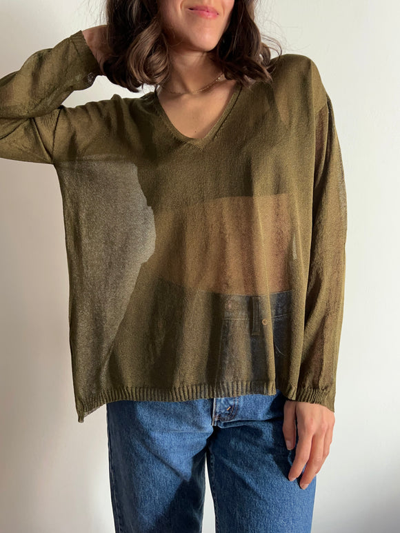 Maglione squadrato verde