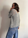 Maglione crochet mélange azzurro