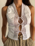 Camicia bianca smanicata con laccetti