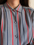 Camicia di seta righe blu e rosse