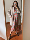 PRE ORDINE • Maxi cardigan intrecciato con cintura beige