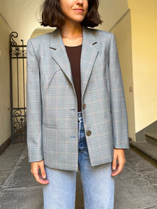 Blazer pied de poule con rosa e giallo