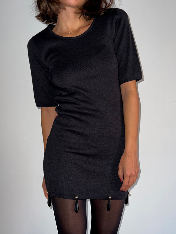 Mini dress nero di lana