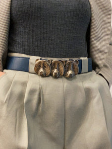 Cintura blu con fibbia orsetti