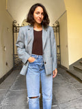 Blazer pied de poule con rosa e giallo