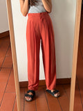 Pantalone corallo pura seta