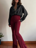 PRE ORDINE • Pantalone a zampa bordeaux lurex