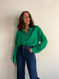 Camicia sartoriale pura seta verde