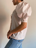 Camicia rosa con colletto e super maniche