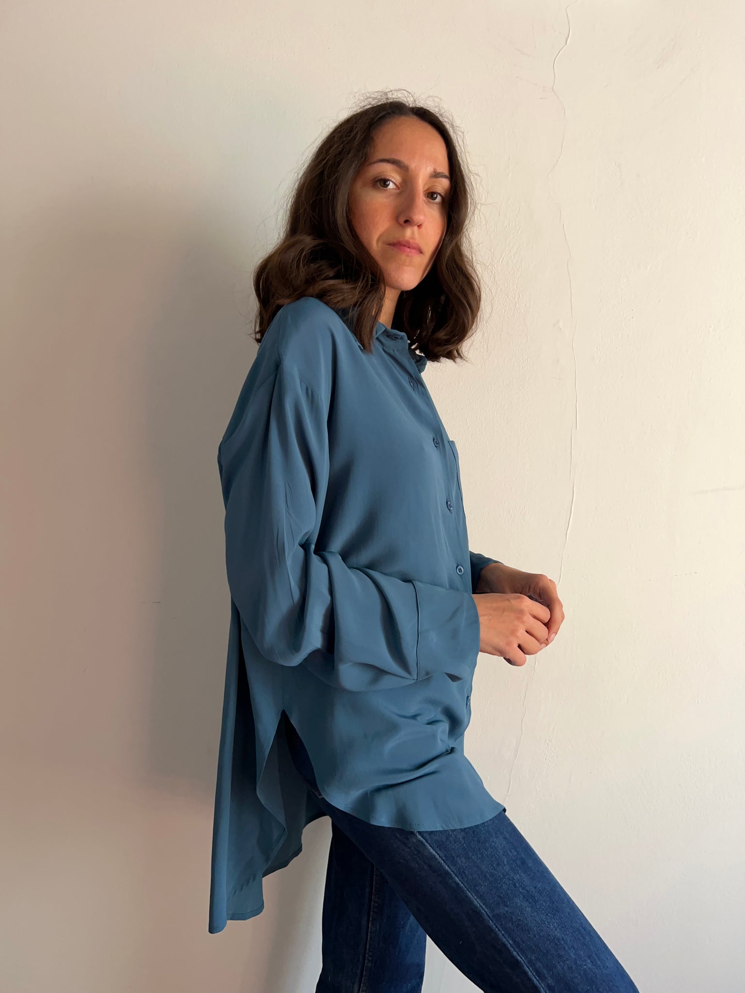 PRE ORDINE Camicia sartoriale pura seta carta da zucchero Celestina Vintage