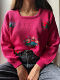 Maglione fuxia fiori