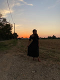 Abito lungo manica a sbuffo nero