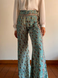 Pantalone indiano flare turchese