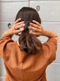 Scrunchie bianco-rosa-nero-arancio