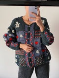 Cardigan ricamato con fiori