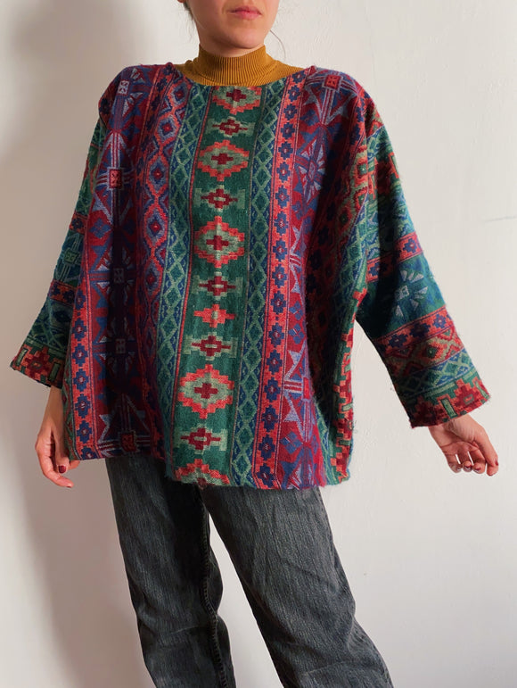 Maglione aztec multicolor verdone
