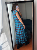 SCONTO! PRE ORDINE • Gonna con balze tartan turchese