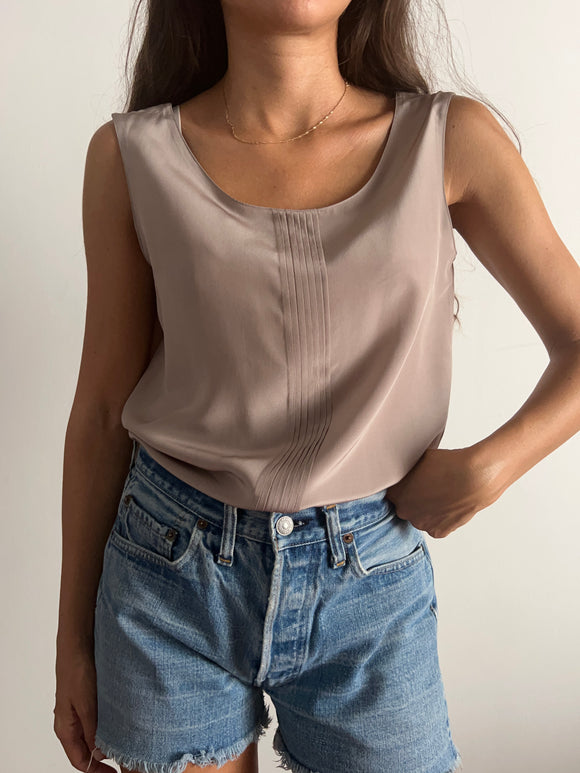 Top di seta grigio perla
