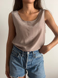 Top di seta grigio perla