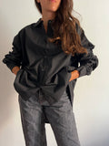 PRE ORDINE • Camicia oversize con manica arricciata nera