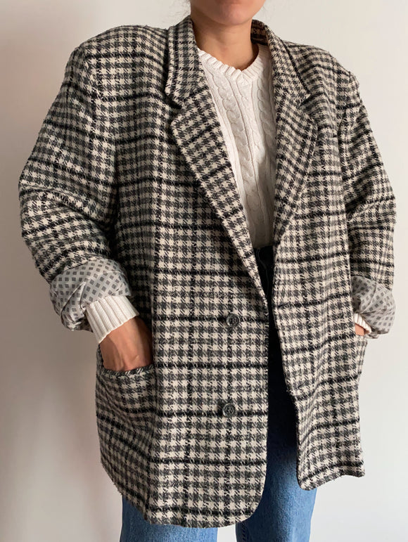 Blazer maschile pied de poule grigio