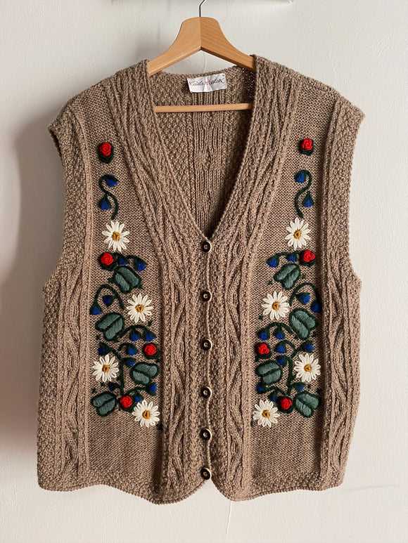 Gilet beige ricamato