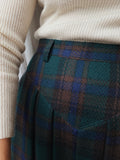 Gonna midi tartan verde e marrone