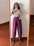 Pantaloni taglio maschile prugna
