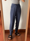 Pantalone blu misto seta