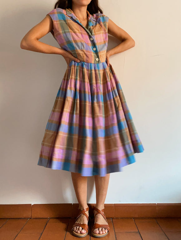 Abito tartan colori pastello