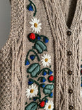 Gilet beige ricamato