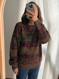 Maglione aztec marrone