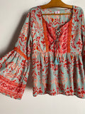 Camicia bohémienne verde acqua