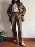 Completo di lana spigato marrone e beige