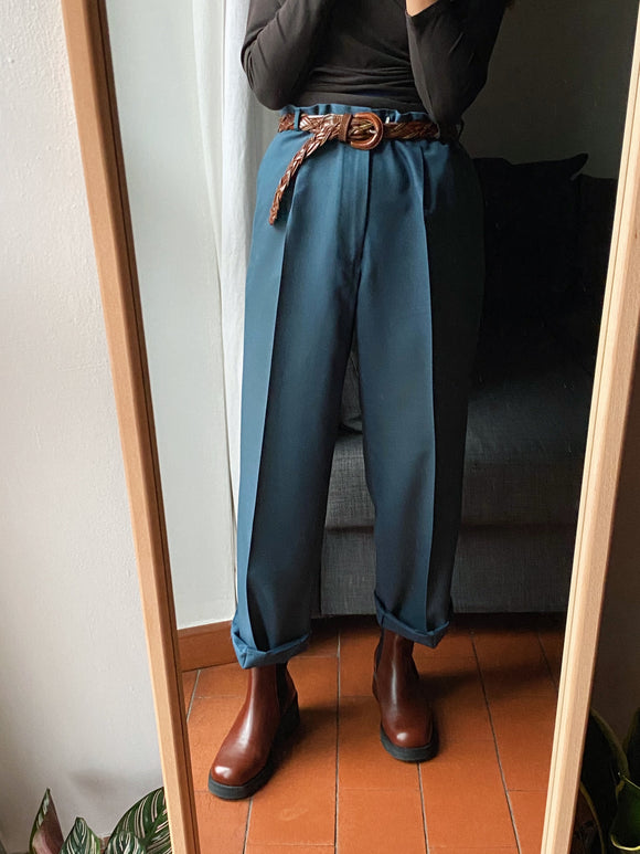 Pantalone maschile di lana petrolio