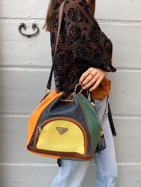 Borsa a secchiello multicolor