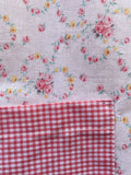 T-shirt Leggerissima con tasche • rosa fiorellini e quadretti