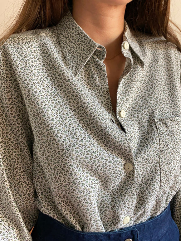 Camicia mini fantasia fiorellini verdi
