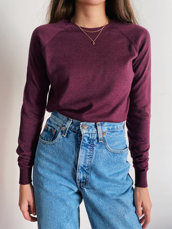 Maglione girocollo basic prugna
