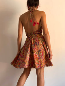 Abito schiena nuda corto bordeaux