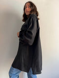 Maxi camicia nera di seta