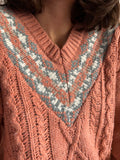 Maglione intrecciato salmone