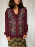 Cardigan bordeaux fiori
