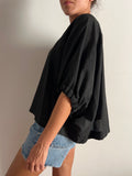 Blusa oversize nera trama lavorata