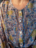 Camicia indiana azzurra e senape
