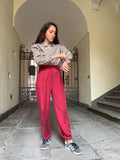 Pantalone di cupro ciliegia
